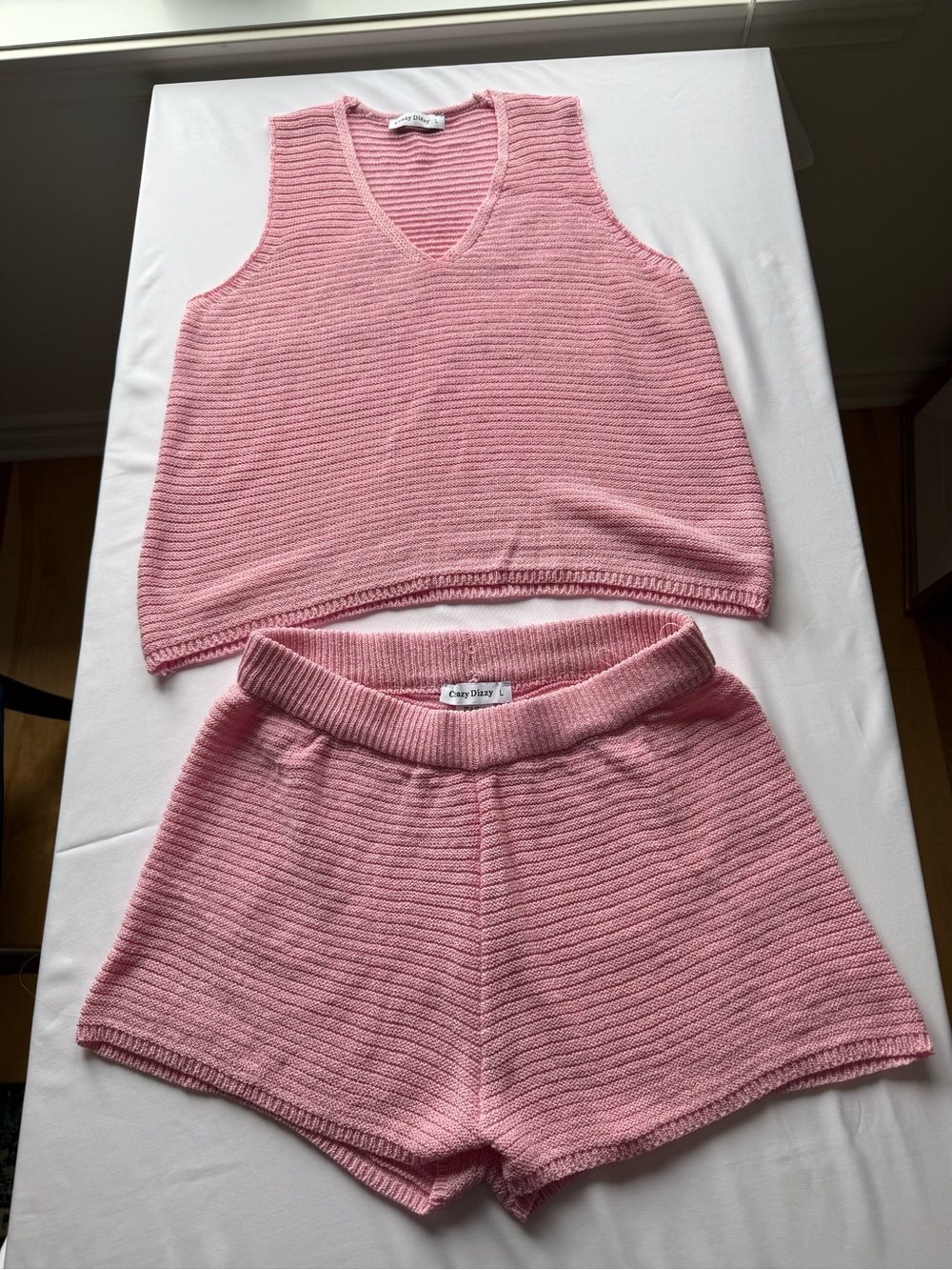 Cozy Pink Knit Tank & Shorts Set